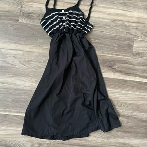Chic Black Dress with Striped Top